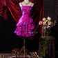 Robe courte en satin violet effet laser NV6663