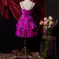 Robe courte en satin violet effet laser NV6663