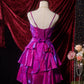 Robe courte en satin violet effet laser NV6663