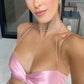 Pink Satin Elegant Halter Neck Hollow Tube Midi Dress Suit Dress Party Dress Evening Dress Ball Gown nv1913