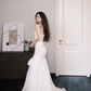 Strapless Ruched Tulle Mermaid Bridal Gown with 3D Flower & Train  NV7366