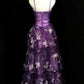Robe de soirée longue en tulle violet, élégante, à fleurs et perles, nv4784
