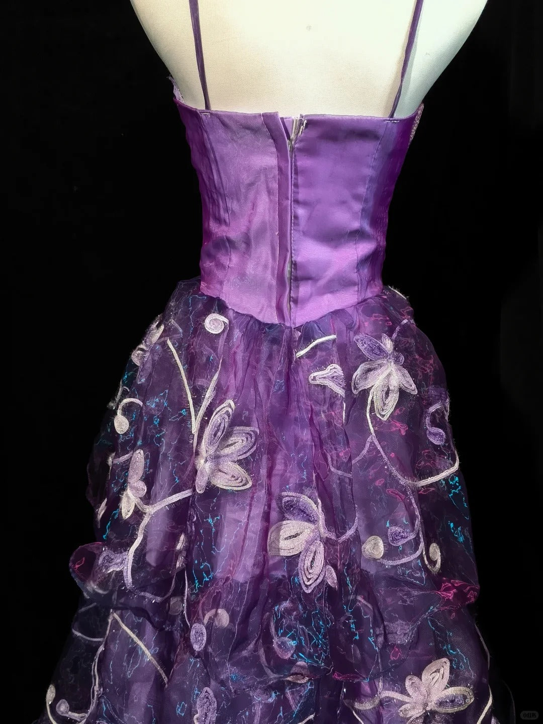 Robe de soirée longue en tulle violet, élégante, à fleurs et perles, nv4784