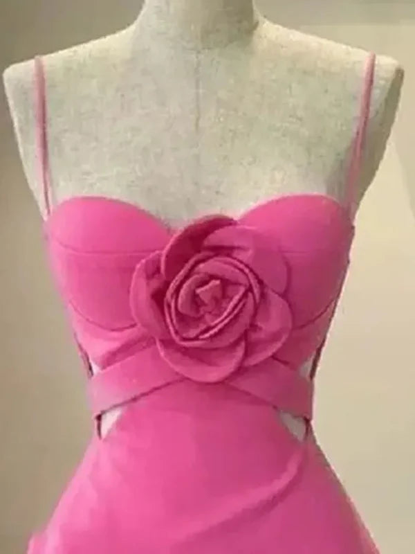Süßes Minikleid mit rosa Rosen, kurzes Kleid für Abschlussball, Party, nv1691