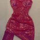 Robe de cocktail courte et scintillante rose tendance nv4792