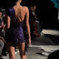Lila funkelnde One-Shoulder-Mode Sexy kurzes Satin Homecoming-Kleid Cocktailparty-Kleid nv5064