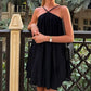 Schwarzes ärmelloses lässiges Strapskleid Strand einteiliges Straps kurzes Ballkleid Partykleid Homecoming-Kleid nv2129