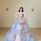 Strapless Watercolor Ombre 3D Petal Ball Gown Prom Dress  NV7413