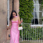 Robe de soirée longue en satin rose élégante à bretelles spaghetti, tenue de bal, robe de soirée, robe de bal, nv4026