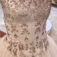 NiceVestidos – Weißes, zartes, perlenbesetztes, langes Ballkleid aus Tüll, NV5838
