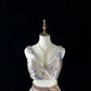 Champagne blue and gold embossed jacquard short homecoming dress birthday dress nv4487