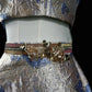 Champagne blue and gold embossed jacquard short homecoming dress birthday dress nv4487