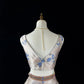 Champagne blue and gold embossed jacquard short homecoming dress birthday dress nv4487