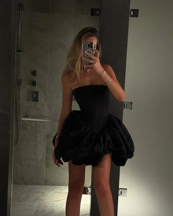 Robe de soirée courte noire, robe de cocktail, robe de bal nv1894