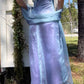 Blue delicate floral applique spaghetti straps long tulle ball gown evening dress party dress nv3453