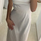 Weiß Einfarbig Mode Elegante Lange Satin Hochzeit Brautjungfer Kleid Gast Party Kleid Ballkleid Abendkleid Ballkleid nv3936
