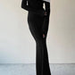 Schwarzes Ballkleid-Abendkleid mit schulterfreiem One-Step-Rock und einfarbigem Kontrast, NV1939