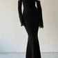 Schwarzes Ballkleid-Abendkleid mit schulterfreiem One-Step-Rock und einfarbigem Kontrast, NV1939