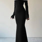 Schwarzes Ballkleid-Abendkleid mit schulterfreiem One-Step-Rock und einfarbigem Kontrast, NV1939