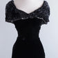 NiceVestidos--Dignified Mother Style Black Velvet Lace - Trimmed Short Sleeve Mid-Length Mother of Bride Dress NV5810