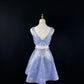 Explosive ice blue satin blue fine lace rhinestone belt short homecoming dress birthday dress nv4495