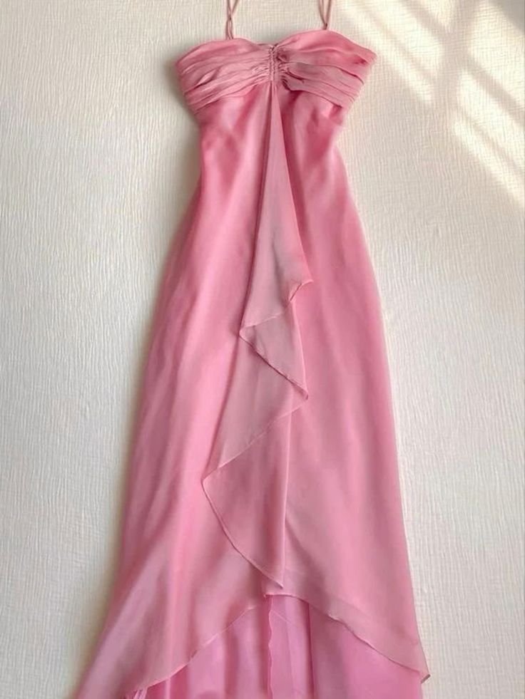 Rosa Langes Chiffon Ballkleid Süßes Formales Partykleid nv4345