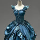 Light Blue Mysterious Vintage Fashion Elegant Long Satin Floor Length Ball Gown Evening Dress Party Dress nv4194