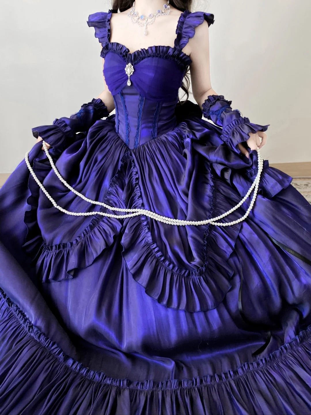Robe de soirée longue en satin violet, élégante, vintage, longueur au sol, style bal, nv4193