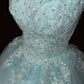 Blue Elegant Long Lace Tulle Ball Gown Evening Dress nv4922