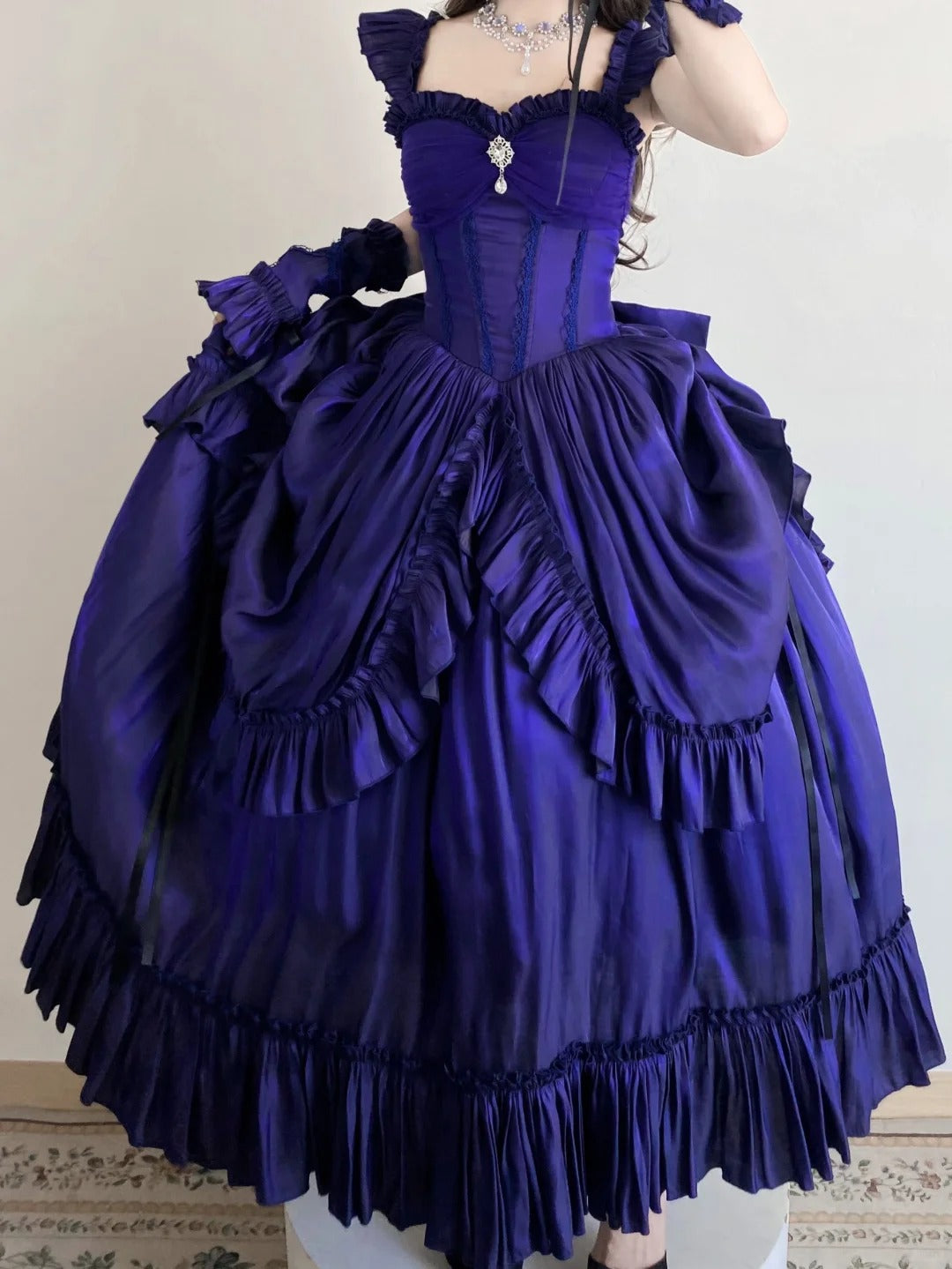 Robe de soirée longue en satin violet, élégante, vintage, longueur au sol, style bal, nv4193