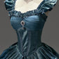 Light Blue Mysterious Vintage Fashion Elegant Long Satin Floor Length Ball Gown Evening Dress Party Dress nv4194
