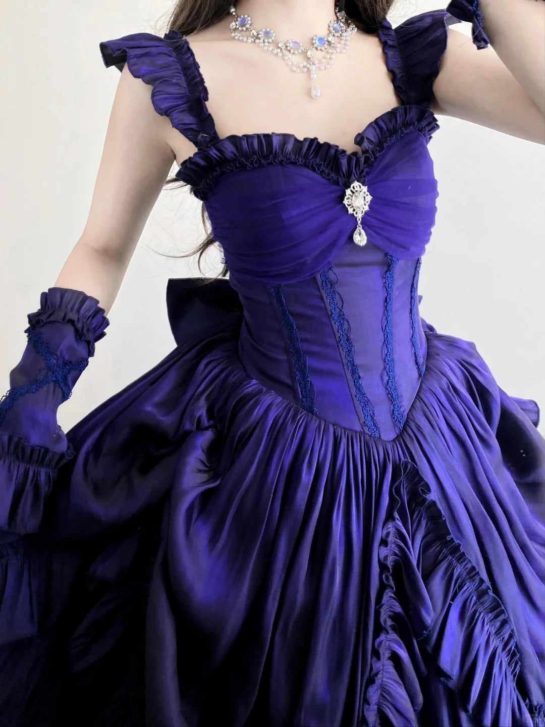 Robe de soirée longue en satin violet, élégante, vintage, longueur au sol, style bal, nv4193