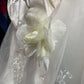 Elfenbeinweiß Wunderschöne Mode Elegante Blumen Exquisite Perlen Spitze Lange Satin Tüll Ballkleid Abendkleid Brautkleid nv4063