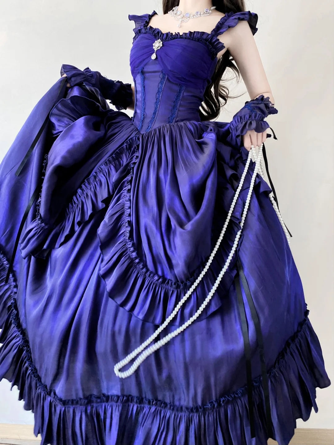 Robe de soirée longue en satin violet, élégante, vintage, longueur au sol, style bal, nv4193