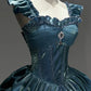 Light Blue Mysterious Vintage Fashion Elegant Long Satin Floor Length Ball Gown Evening Dress Party Dress nv4194