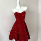 Robe de soirée élégante à paillettes, rouge brillant, longue, robe de bal, robe de soirée, robe de soirée, nv4183