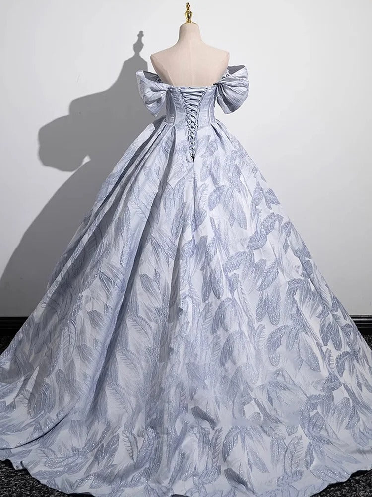 Robe de soirée longue en satin et tulle bleu, élégante, motif floral, robe d'anniversaire, robe de mariée, nv4156
