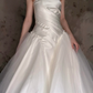 Ivory Strapless Satin Tulle A-Line Wedding Gown with Beaded Waist  NV7191