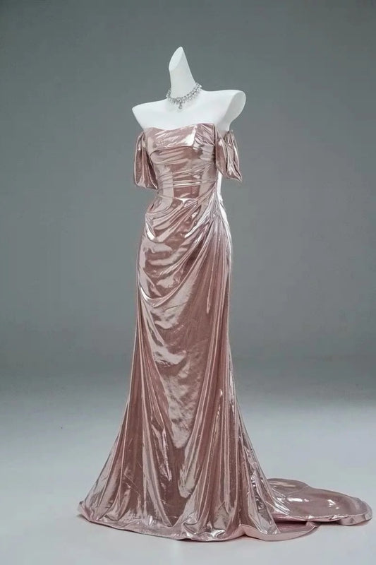 Rosa schlichtes, elegantes langes Abendkleid NV6615