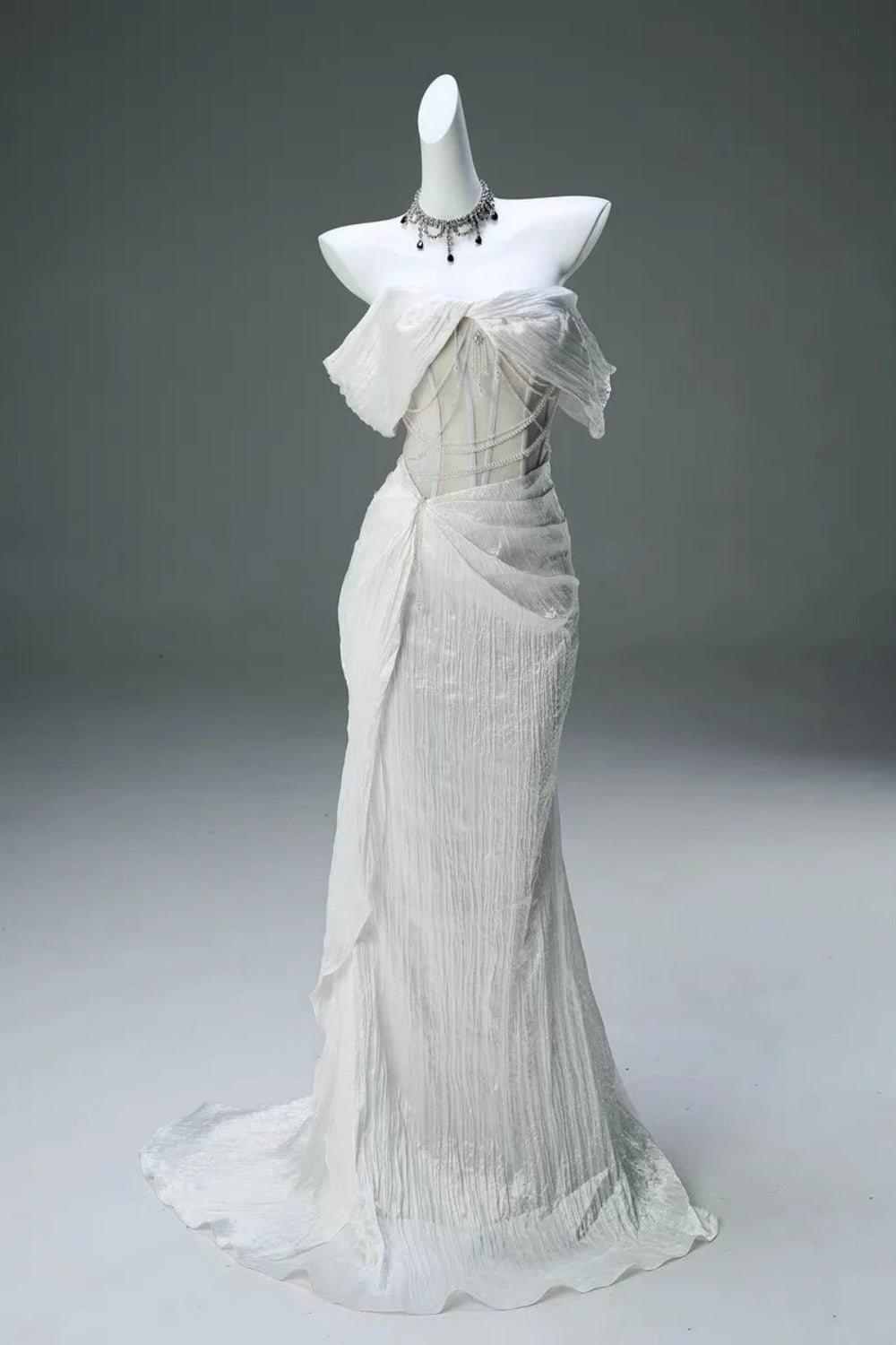 Exquisite white elegant long formal dress NV6618