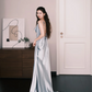 Light Ice Blue Spaghetti Strap Satin Mermaid Prom Dress Cowl Neck Evening Gown  NV7206