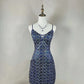 Robe de soirée courte en satin bleu à fleurs et perles, tenue d'anniversaire nv4489