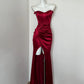 Rotes stilvolles elegantes langes Satin-Ballkleid, Abendkleid, Partykleid, nv4182