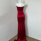 Rotes stilvolles elegantes langes Satin-Ballkleid, Abendkleid, Partykleid, nv4182