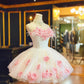 Robe de soirée courte en tulle à fleurs roses, jolie robe de bal, robe de bal, robe d'anniversaire, nv4787