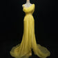 Gelbes, perlenbesetztes, elegantes, langes Chiffon-Ballkleid, Abendkleid, nv4931