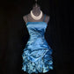 Robe de soirée courte en satin plissée et perlée, robe de cocktail bleue, nv4416