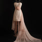 Pink lace tube top short front long back prom dress evening dress homecoming dress birthday dress nv4789