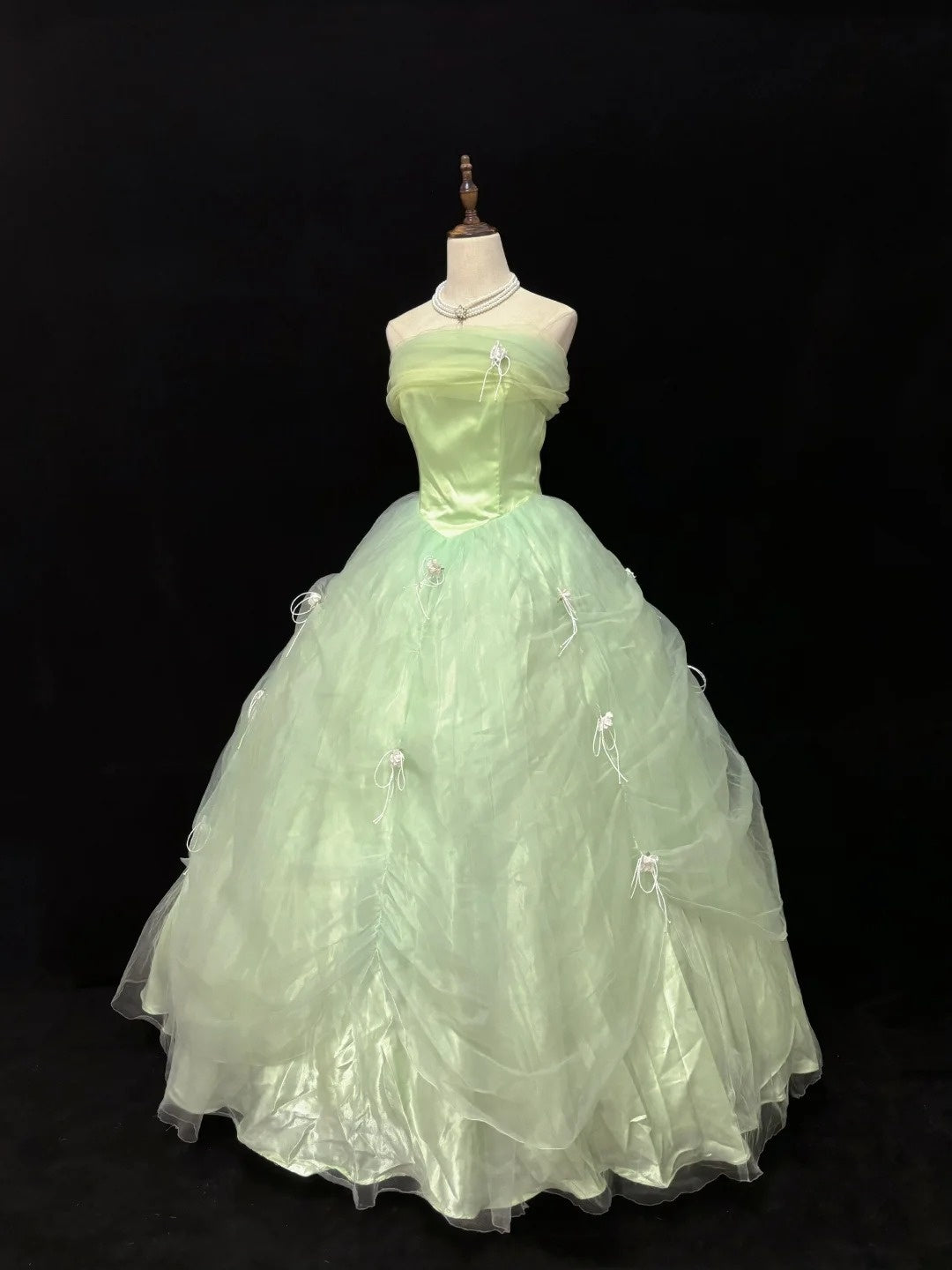 Robe de soirée princesse en tulle, élégante et verte, longue et à la mode, robe de bal, robe d'anniversaire, nv4137