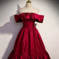 Robe de soirée longue en satin rouge Robe de soirée trapèze nv1684
